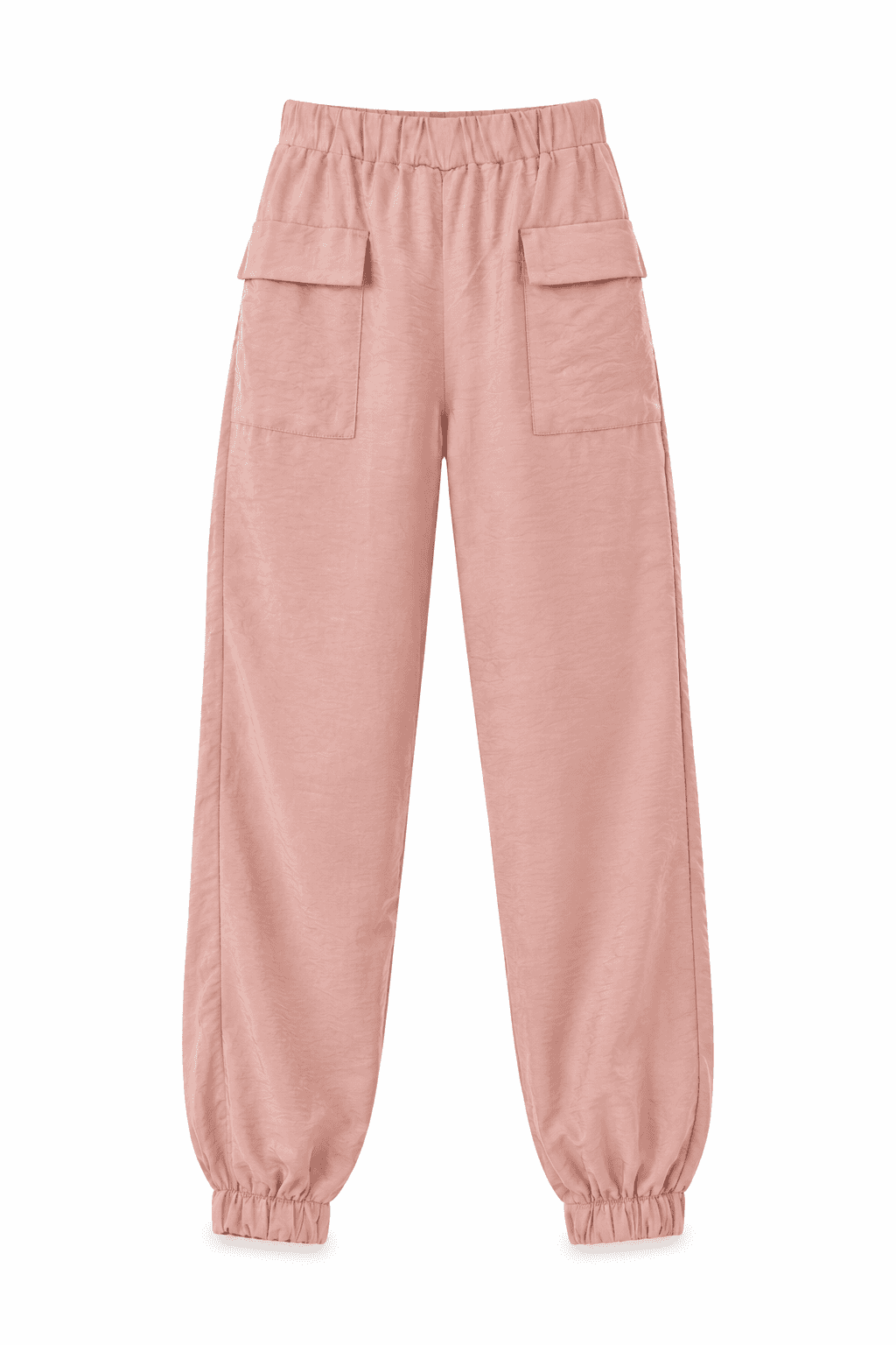 Pink casual trousers · White background
